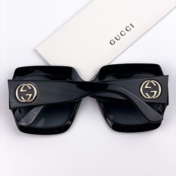 NEW Gucci  GG0053SN 001 Black Gray Oversized Square Unisex Sunglasses - Picture 11 of 14